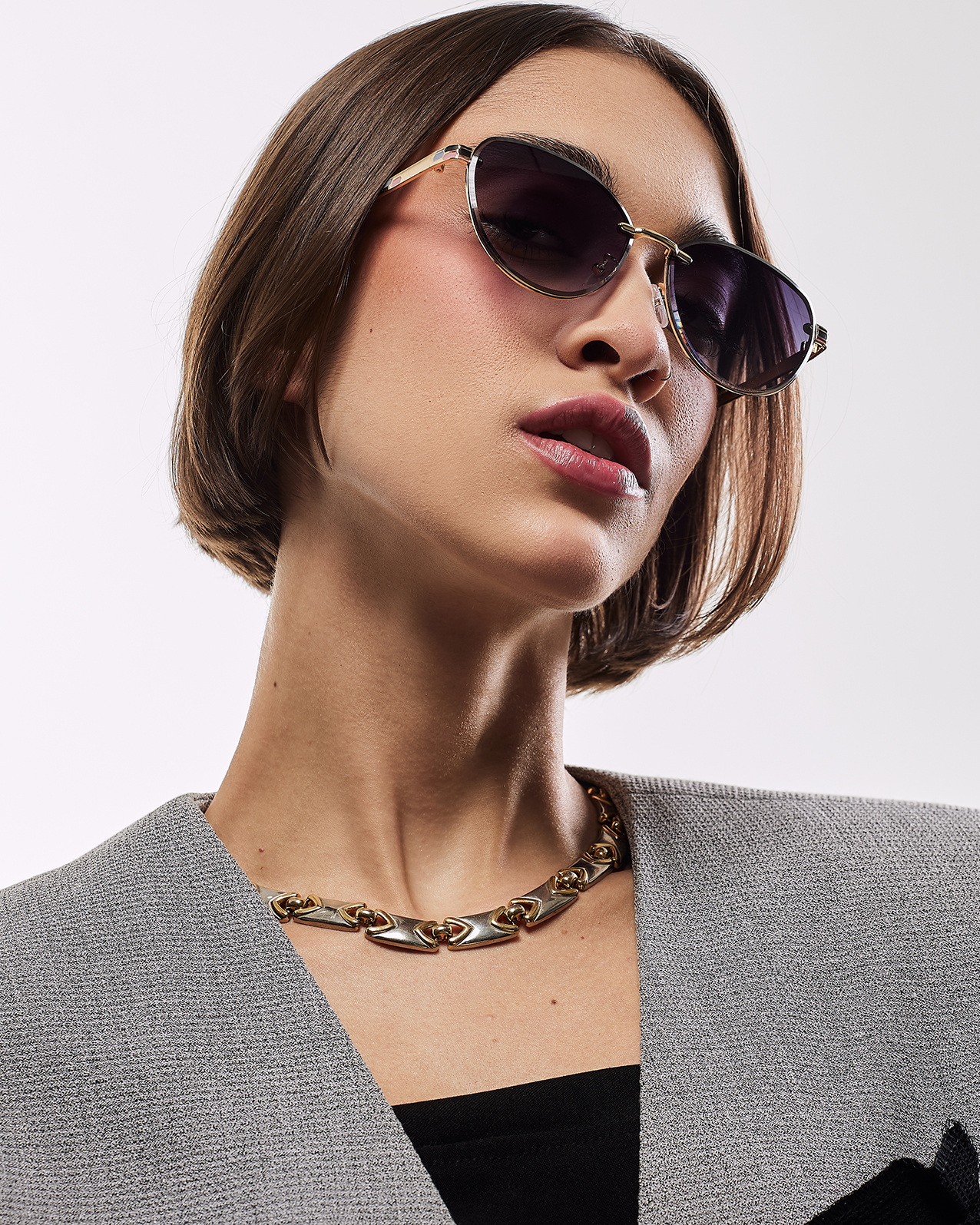 Óculos de metal feminino 970-2506/ 43□18-137 LINHA PREMIUM