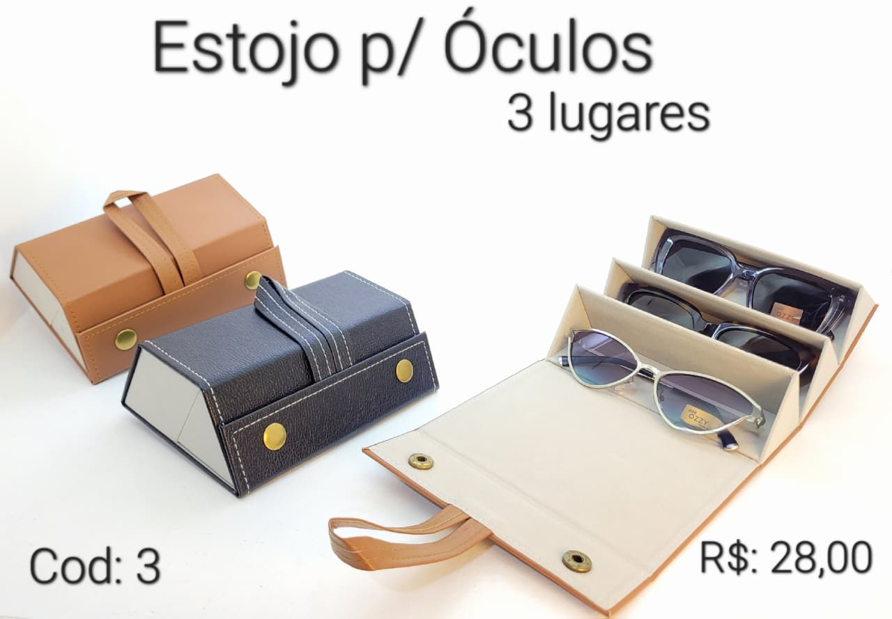 Estojo Organizador de Óculos Portátil com 3 lugares