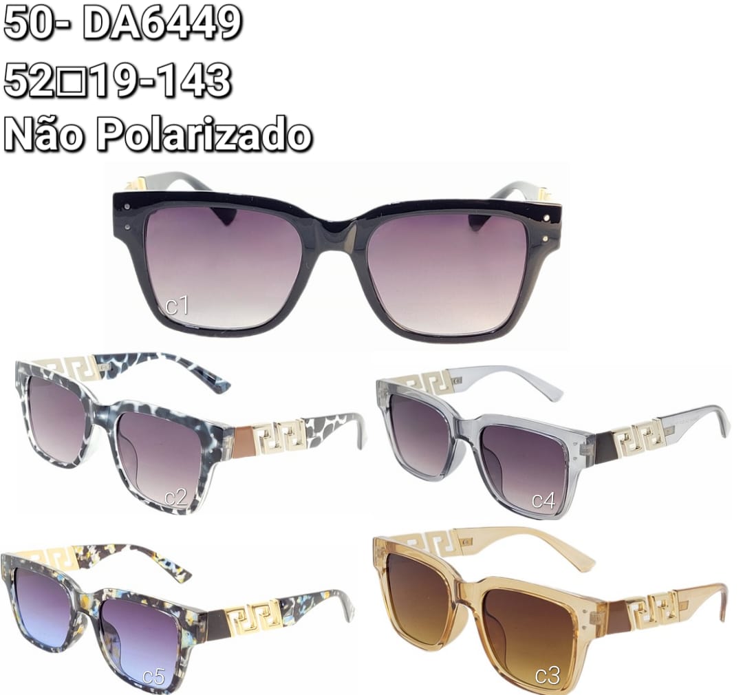 Óculos de Sol 50-DA6449/ 52□19-143 Linha Reino Não Polarizado