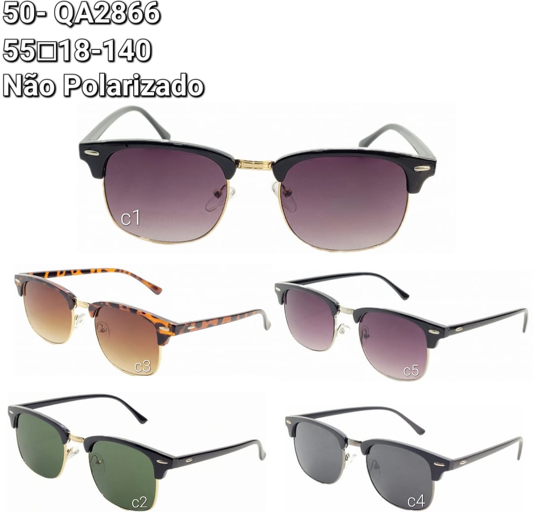Óculos de Sol 50- QA2866/ 55□18-140 Linha Reino Não Polarizado