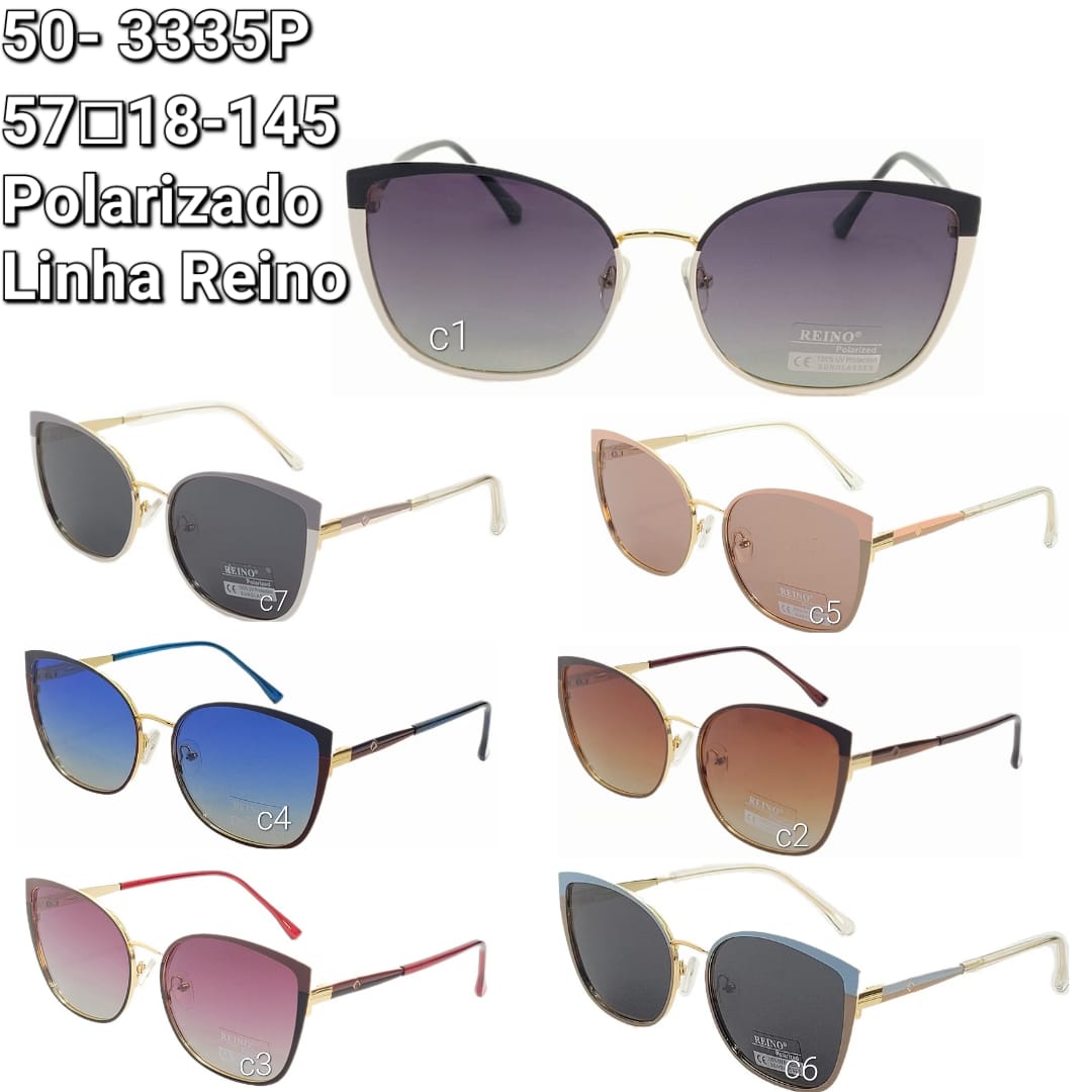 Óculos de Sol 50- 3335P/ 57□18-145 Linha Reino Polarizado